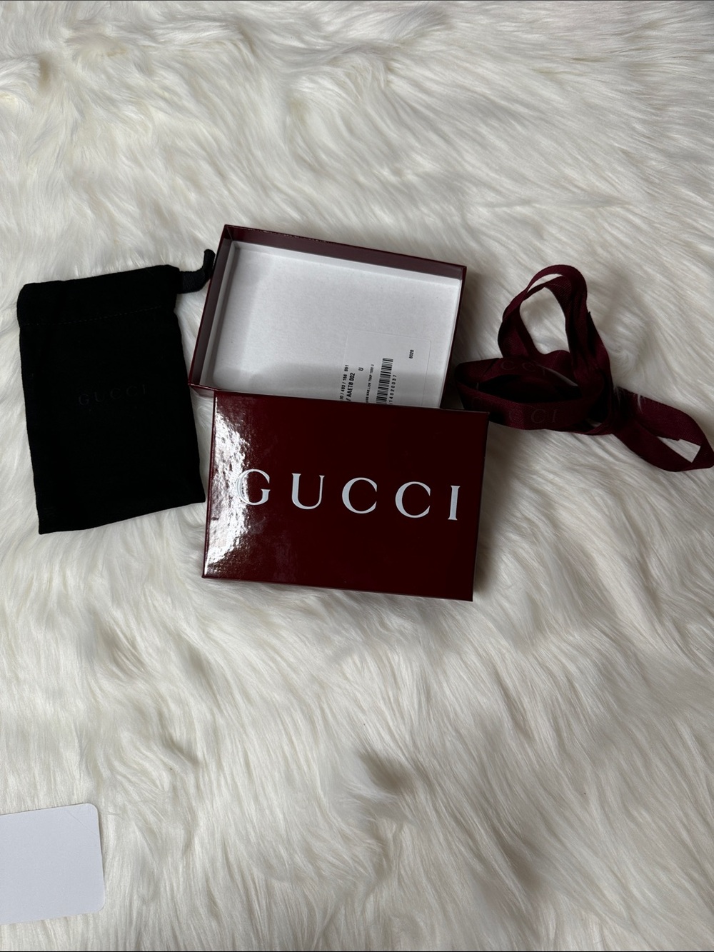 Gucci Burgundy Empty Small box including small dust bag and ribbon.